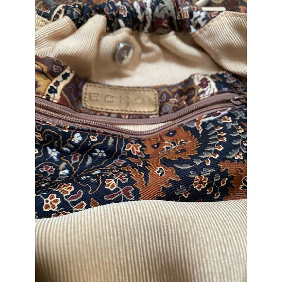 Vintage Echo Silk Paisley handbag‎ metal round handle Y2K Boho - Picture 4 of 8